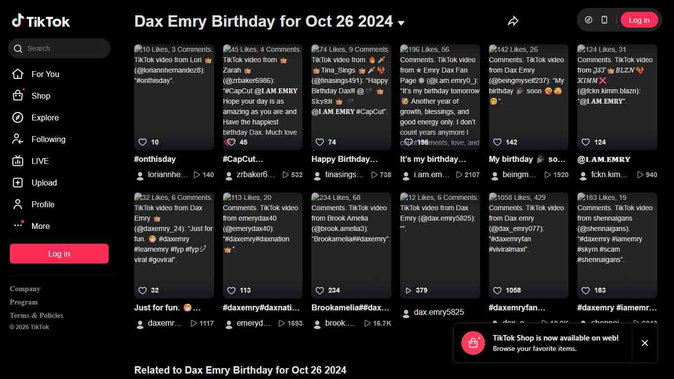 Dax Emry Birthday for Oct 26 2024 TikTok